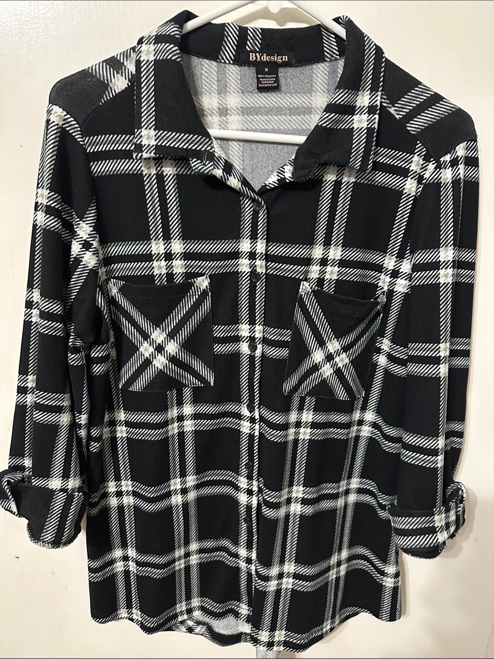 Black & White Plaid Button-Down Shirt